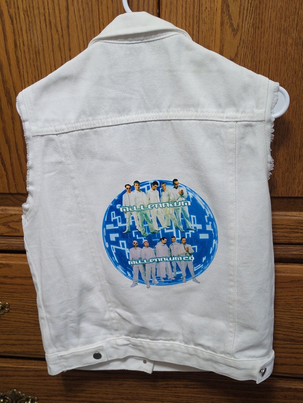 Backstreet Boys White Denim Sleeveless Vest